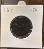 2,5 cent uit 1941. Zink. Mooi exemplaar., Ophalen of Verzenden, Koningin Wilhelmina, Losse munt