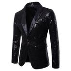 Heren zwart glitter colbert mannen zwarte blazer paillet, Kleding | Heren, Verzenden, Nieuw, Overige maten, Zwart