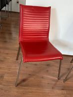 Moderne rode leren eetkamerstoelen van merk Nomad, Ophalen, Gebruikt, Vier, Metaal