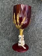 plastic beker wijnglas met doodshoofd en hand skelet, Overige materialen, Overige typen, Ophalen of Verzenden, Zo goed als nieuw