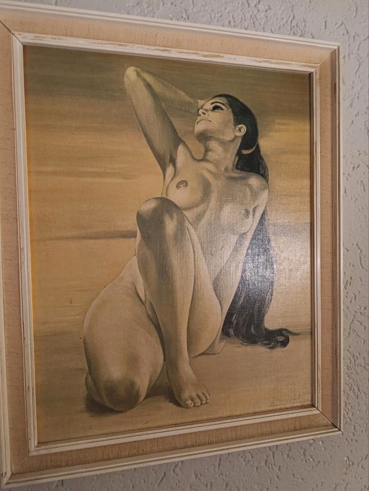 Retro Jaren 60 Naakt Portret, Antiek en Kunst, Kunst | Schilderijen | Klassiek, Ophalen of Verzenden