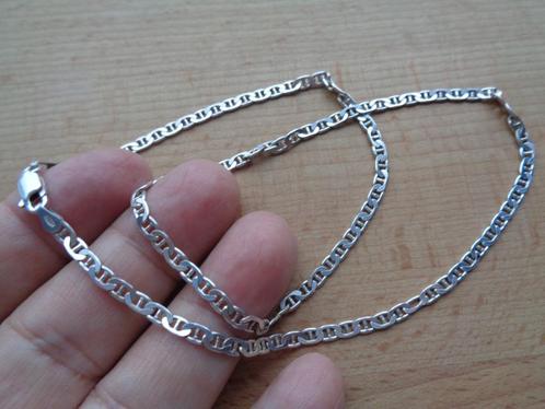 zilveren ketting met marine schakel [655], Sieraden, Tassen en Uiterlijk, Kettingen, Zo goed als nieuw, Zilver, Zilver, Verzenden
