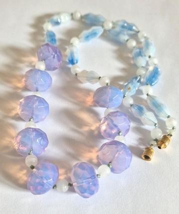 Vintage Kralen Ketting Paars/Blauw beschikbaar voor biedingen