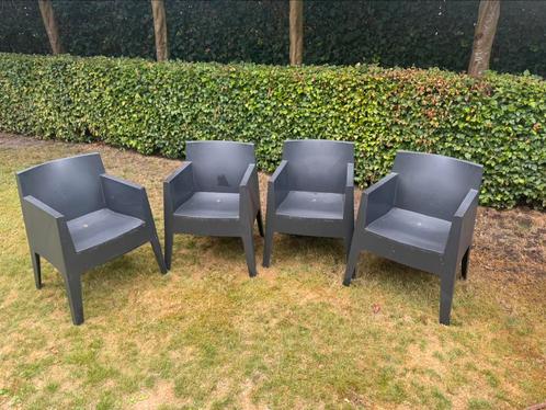 4x Driade Troy zwart philippe Starck, Tuin en Terras, Tuinstoelen, Gebruikt, Kunststof, Stapelbaar, Ophalen of Verzenden