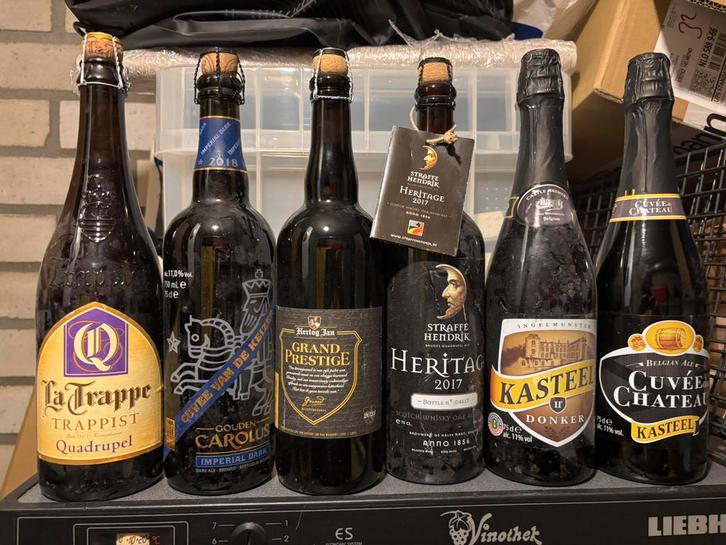 6 gerijpte 75 cl bieren (o.a. Straffe Hendrik en  HJ GP), Verzamelen, Biermerken, Nieuw, Flesje(s), Overige merken, Ophalen