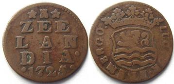 Duit Zeeland 1725 Zeelandia Luctor et Emergo Middelburg R! beschikbaar voor biedingen