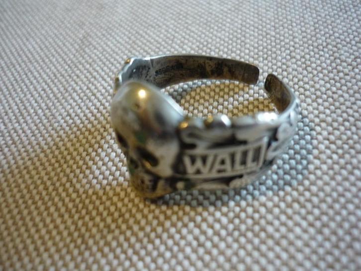 Oude zilveren ring doodshoofd gemerkt, Sieraden, Tassen en Uiterlijk, Ringen, Gebruikt, Dame of Heer, 20 of groter, Zilver, Zilver