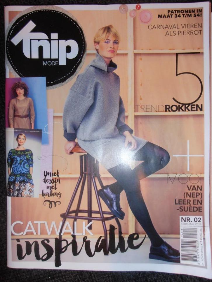Knipmode februari 2016 (nep)leer en suede, rokken, Hobby en Vrije tijd, Kledingpatronen, Zo goed als nieuw, Vrouw, Knipmode, Ophalen of Verzenden