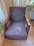 Mooie fauteuil met kersenhouten leuning, Ophalen, Hout, Gebruikt, 75 tot 100 cm