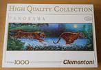 Panorama Puzzel Tijgers - Clementoni - 1000 stukjes, Ophalen of Verzenden, 500 t/m 1500 stukjes, Gebruikt, Legpuzzel