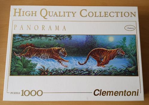 Panorama Puzzel Tijgers - Clementoni - 1000 stukjes, Hobby en Vrije tijd, Denksport en Puzzels, Gebruikt, Legpuzzel, 500 t/m 1500 stukjes