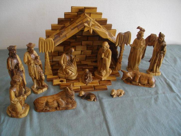 olijfhout kerststal, Antiek en Kunst, Curiosa en Brocante, Ophalen of Verzenden