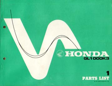 Honda GL1000 K3 Goldwing  Parts List (5778z) beschikbaar voor biedingen