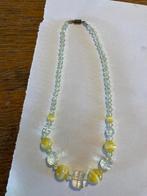 Vintage oude kristallen gele glaskralen ketting collier boho, Ophalen of Verzenden, Zo goed als nieuw, Geel