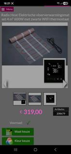 Radix Heat Vloerverwarmingsmat 4m² + WIFI Thermostaat, Ophalen of Verzenden, Slimme thermostaat, Nieuw