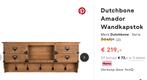 Dutchbone Amador Wandkapstok (nieuw), Huis en Inrichting, Woonaccessoires | Kapstokken, Nieuw, Minder dan 100 cm, Hout, Wandkapstok