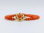 Bloedkoralen armband met gouden slot, 18 cm., Gebruikt, Info@zilverwebsite.nl, Verzenden, Zilverwebsite.nl