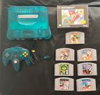 Nintendo 64 • clear blue • 1 controller • 8 games • CIB, Ophalen, Zo goed als nieuw, Met 1 controller, Met games