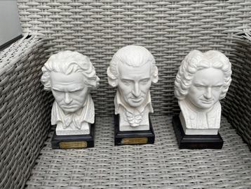 3 borstbeelden componisten porselein Goebel beschikbaar voor biedingen
