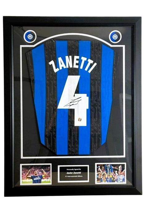 Javier Zanetti Inter Milan 1998 Gesigneerd Ingelijst Shirt, Verzamelen, Sportartikelen en Voetbal, Nieuw, Shirt, Buitenlandse clubs