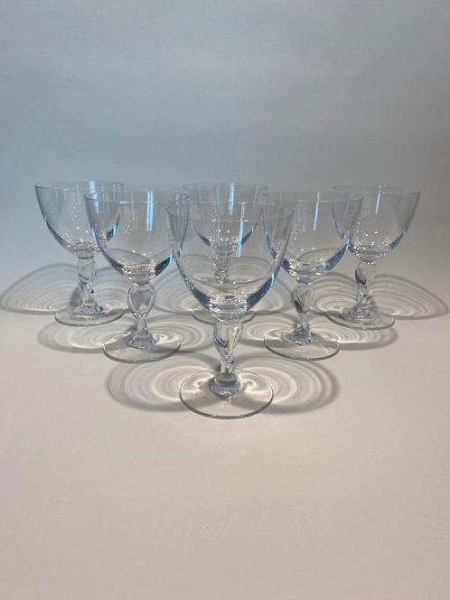 6x Vintage kristallen wijnglazen met gedraaide voet, Antiek en Kunst, Antiek | Glas en Kristal, Ophalen of Verzenden
