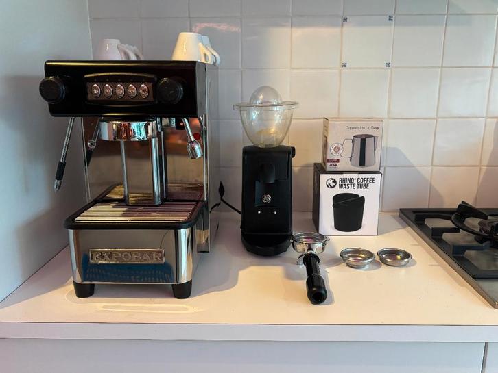 Expobar Office Control + Ascaso i2 Mini bonenmaler + extra's, Witgoed en Apparatuur, Koffiezetapparaten, Gebruikt, Gemalen koffie