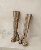 Bruine slangen overknee laarzen dames vrouwen hoge beige, Verzenden, Nieuw, Beige, Hoge laarzen
