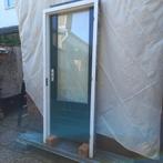 Merbau/ merantie  kozijn met deur  met dubbel glas, Doe-het-zelf en Verbouw, Ophalen, Gebruikt, 80 tot 100 cm, Buitendeur