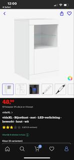 vidaXL Bijzetkast met LED - Wit Hout, Ophalen, Nieuw, Hout