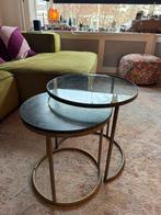 Stijlvol marmerlook bijzettafeltje (set van 2), Overige materialen, Minder dan 55 cm, Gebruikt, Rond