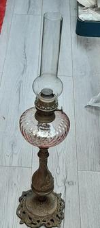 Bijzondere, antieke staande olielamp  80 cm.  hoog, Antiek en Kunst, Ophalen