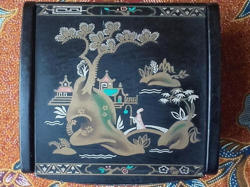 Mooie antieke Engelse sigarettendoos met Oosters patroon., Antiek en Kunst, Antiek | Woonaccessoires, Ophalen of Verzenden
