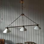 Hanglamp koper met 3 glazen kelken ( leuk boven eettafel ), Ophalen, Gebruikt, Glas