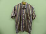 Vintage overhemd blouse korte mouwen strepen | HIP 2eHands |, Gedragen, Basics, Halswijdte 41/42 (L), Ophalen of Verzenden