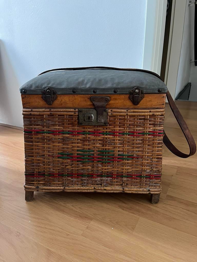 Antiek rieten visserskoffertje (brocante) mooie staat, Ophalen
