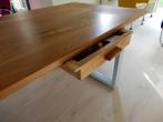 teakhouten eettafel- modern metalen frame, Ophalen, Teakhout, 200 cm of meer, 50 tot 100 cm