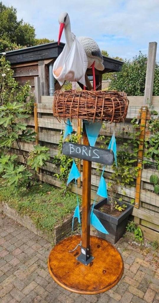 Geboorte Ooievaar, Kinderen en Baby's, Kraamcadeaus en Geboorteborden, Gebruikt, Geboortebord, Ophalen