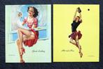 2 Prentjes Pin-up, Litho, USA, Hit and Miss, Good Looking, Verzamelen, Gebruikt, Verzenden, Voor 1940, Prent