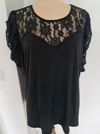 Shirt pofmouwen kant maat XXL zwart stretch, Verzenden, Zo goed als nieuw, Zwart, Korte mouw
