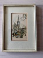 Litho / aquarel van de Munttoren Henk Hoefman, Ophalen of Verzenden
