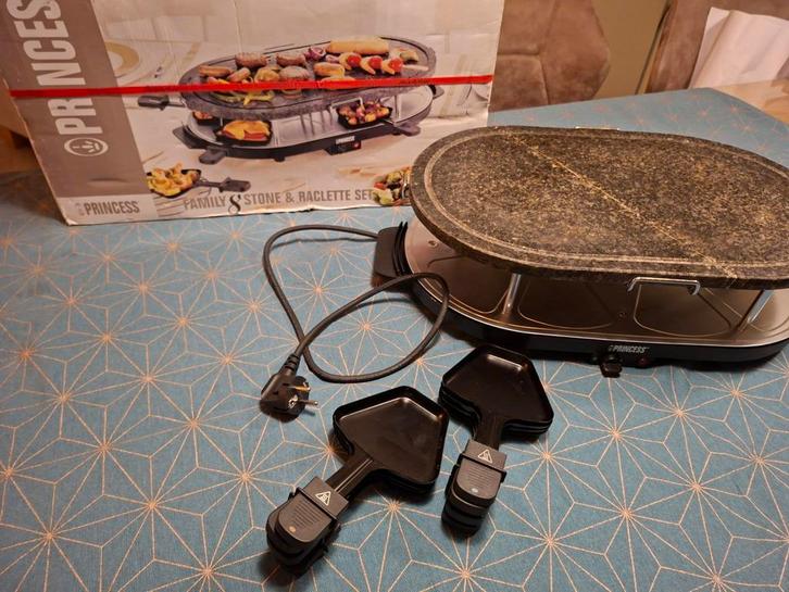 Steengrill Raclette met 8 Pannetjes, Witgoed en Apparatuur, Grillplaten, Gebruikt, Steengrill, Ophalen