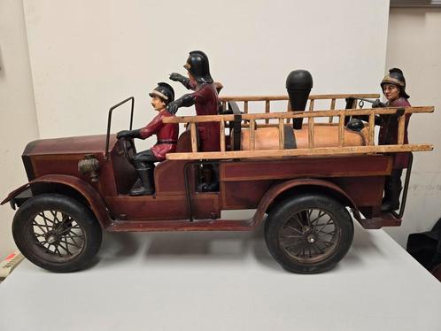 Vintage brandweerauto 75cm,10kg, model 1930, hout, metaal, Antiek en Kunst, Antiek | Speelgoed, Ophalen