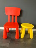 Ikea kinderstoel en krukje rood en geel, Ophalen, Zo goed als nieuw, Stoel(en)