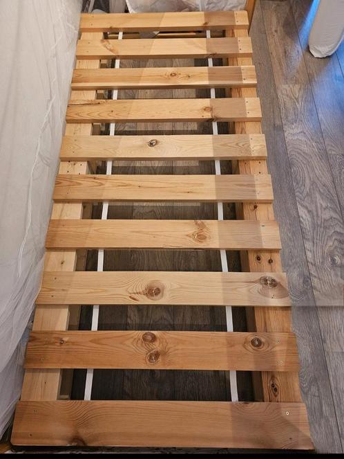 Palletbed, Huis en Inrichting, Slaapkamer | Bedden, Zo goed als nieuw, Eenpersoons, 90 cm, 200 cm, Hout, Wit, Ophalen