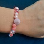Roze kralen armband, Ophalen of Verzenden, Zo goed als nieuw, Elastiek, Roze