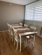 Uitschuifbare eetkamertafel Ikea inclusief 6 eetkamerstoelen, Huis en Inrichting, Ophalen, Gebruikt, 200 cm of meer, 50 tot 100 cm