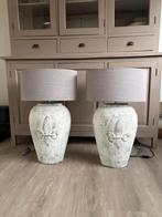 Twee mmooie grote grijze schemerlampen, Huis en Inrichting, Ophalen, Zo goed als nieuw, Grijs, Ovaal