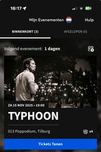 2x / 4x tickets typhoon 013 Tilburg, Tickets en Kaartjes, Concerten | Overige, Drie personen of meer, November