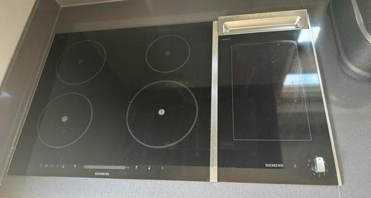 Siemens Inductie Kookplaat + Teppan Yaki Plaat, Witgoed en Apparatuur, Kookplaten, Gebruikt, Inbouw, Inductie, 4 kookzones, Ophalen