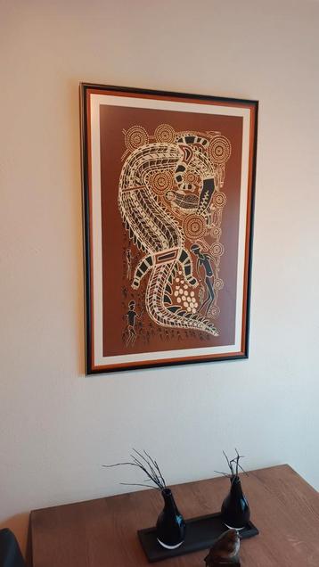 Aboriginal Art op Doek - Ingelijst beschikbaar voor biedingen